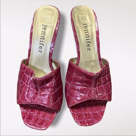 jennifer & jennifer Shoes - Jennifer & JENNIFER | Reptile Skin Style Square Toed Heels